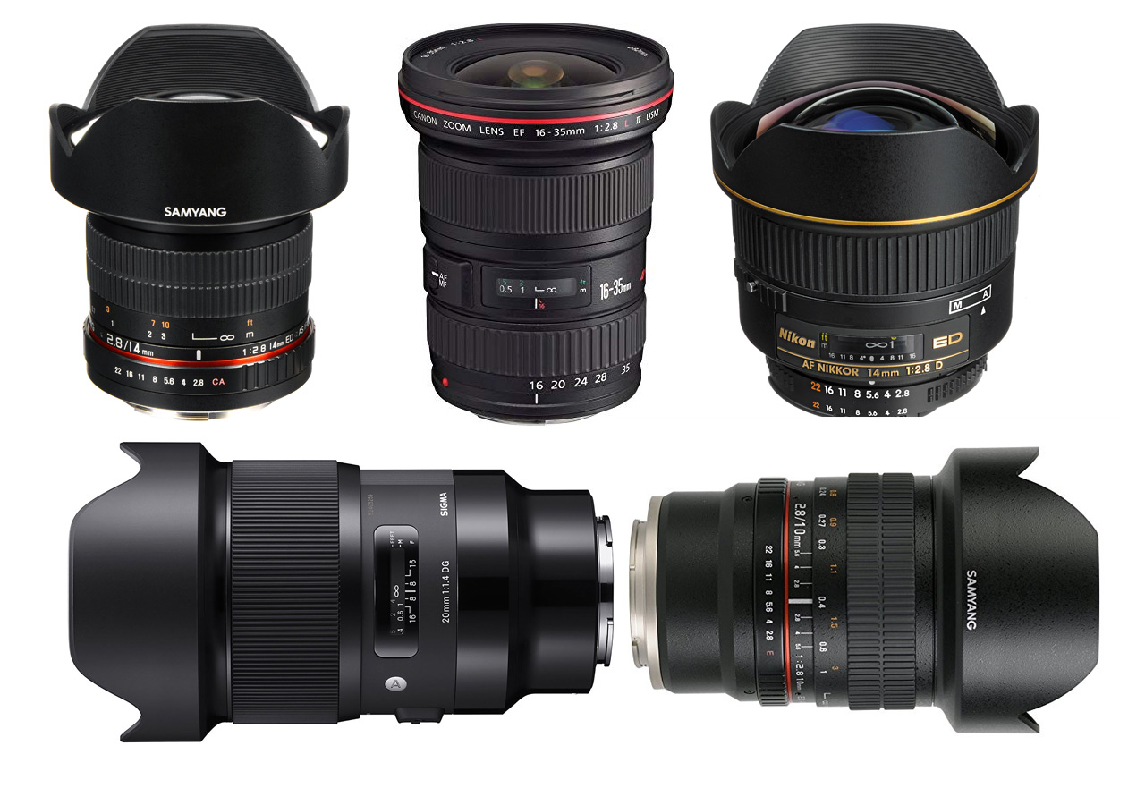 Samyang 14mm f2.8, Canon 16-35 f2.8, Nikon 14mm f2,8, Sigma 20mm f1.4, Samyang 10mm f2.8 sono solo alcuni obiettivi validi per fotografare l'Aurora.