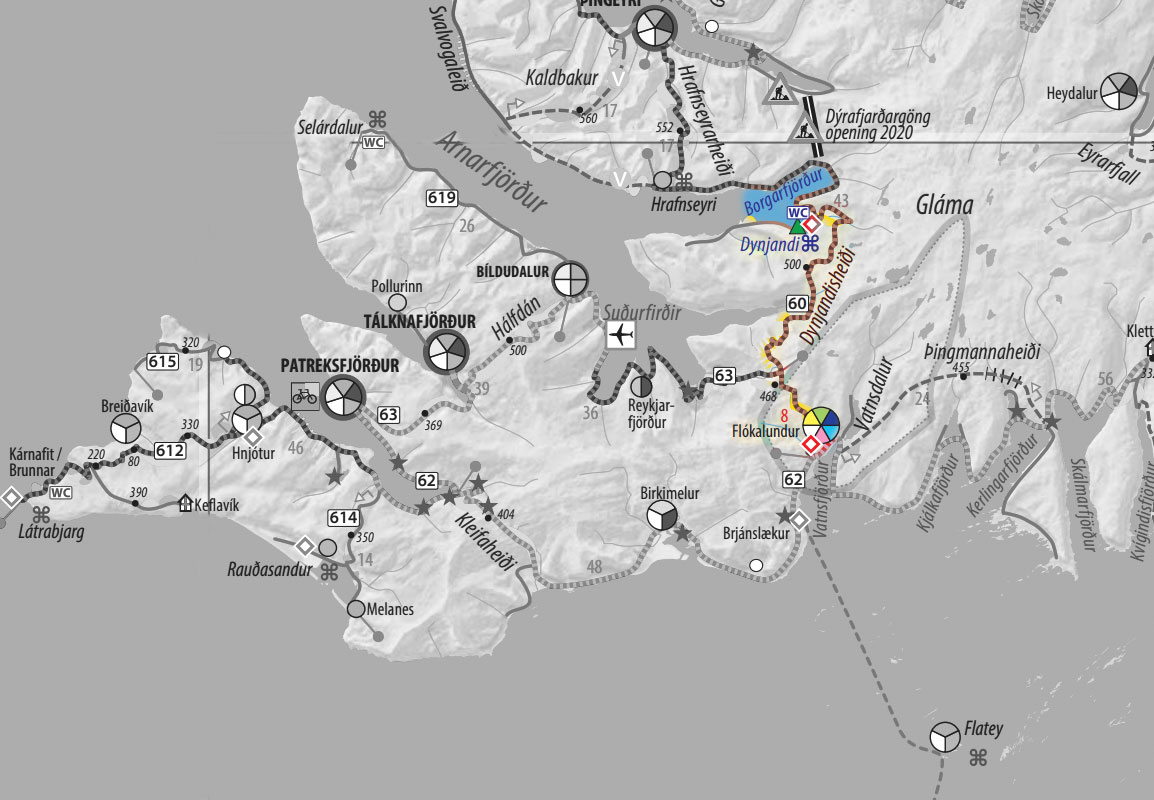 Mappa dell'itinerario da https://cyclingiceland.is/en/