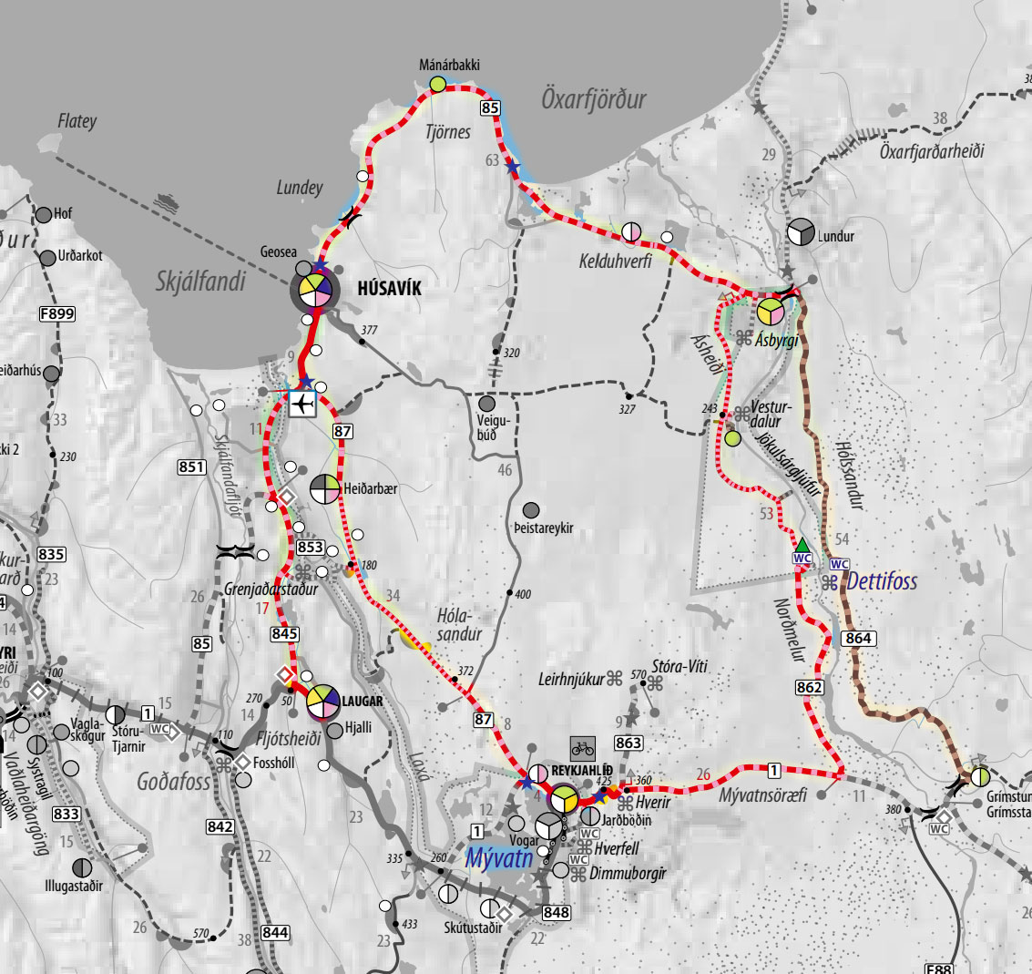 Mappa dell'itinerario proposto (da https://cyclingiceland.is/en/)