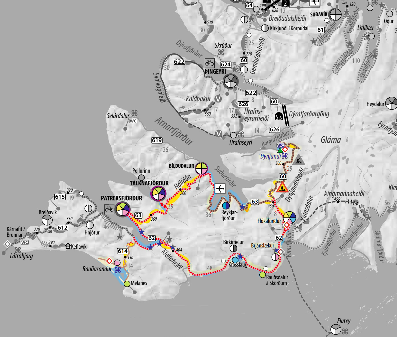 Mappa dell'itinerario da https://cyclingiceland.is/en/